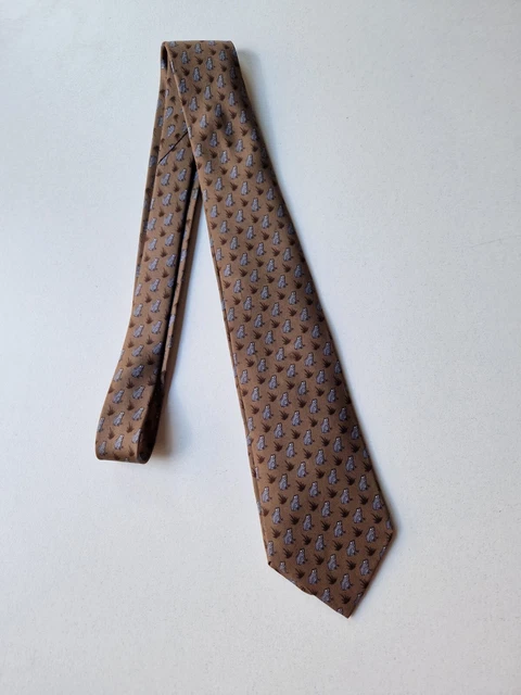 Cravate Hermès 100% Soie - Motif Escargot Vert - Occasion (déjà Portée)