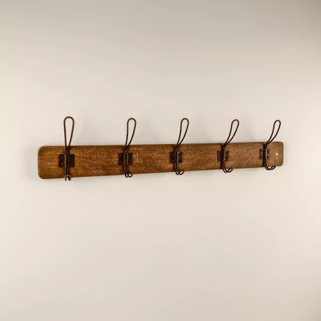 Metal & Wood Entryway Wall Coat Rack - 5 Double Hooks - Farmhouse Vintage Style
