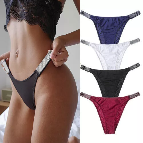 SEXY WOMEN'S G String LEVAO Letter Rhinestone Low-waist Thongs Panties 6  Colors $3.85 - PicClick