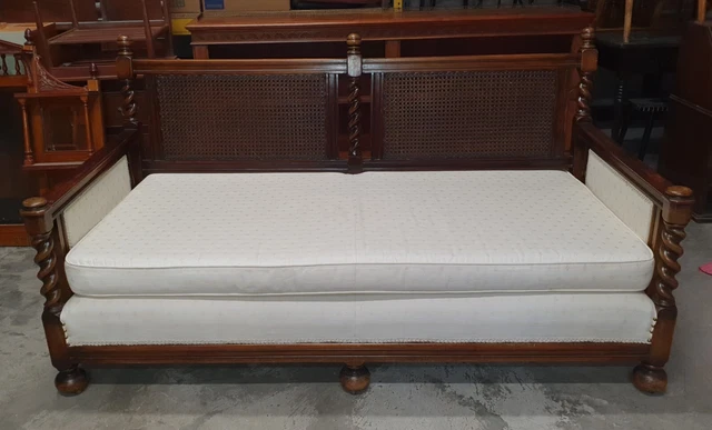 Antique Oak Framed Bergere Barley Twist Sofa          Delivery Available 2