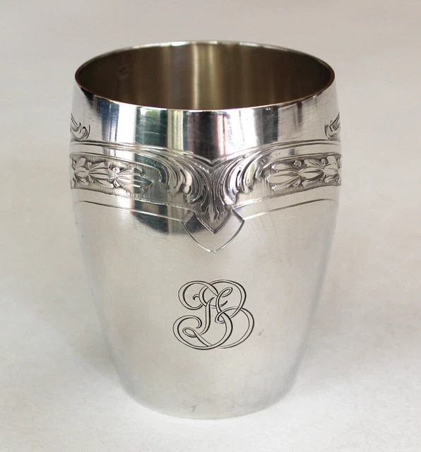 TIMBALE ANCIENNE EN argent massif style Art Nouveau 90,10 g. EUR 85