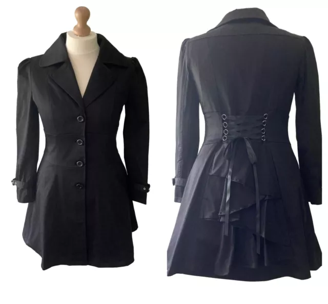 Plus Size 18 20 22 24 26 28 30 32 Black Victorian Steampunk Riding Jacket Coat