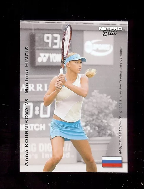 8) ANNA KOURNIKOVA vs Martina Hingis 2003 NetPro Tennis Elite Match-Up Card LOT