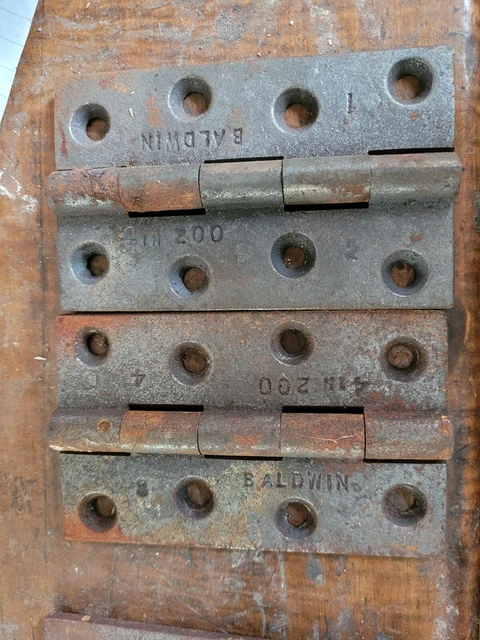 Antique Pair of  4" Cast Iron Baldwin Hinges 1860-80