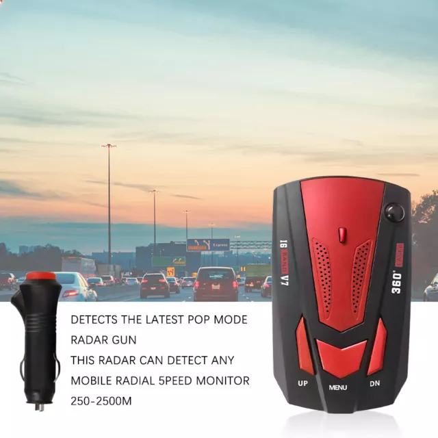 Car Radar 16 Band V7 GPS Speed Police Safe Detector Voice Alert Laser 360° Red 2