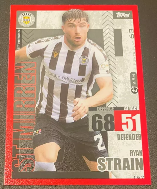 Topps Match Attax SPFL 2023/24 RYAN STRAIN ST MIRREN Red Parallel Card *MINT