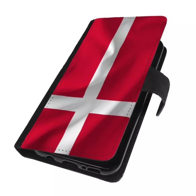 Schutz Hülle Dänemark Flip Tasche Flagge Flag Fahne Etui Cover Silikon #164