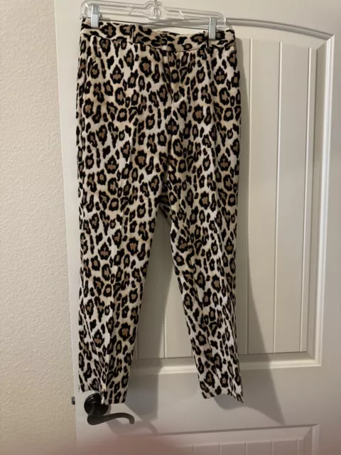 NWT Banana Republic Avery Machine Washable Black And Tan Leopard Pant, Sz 4