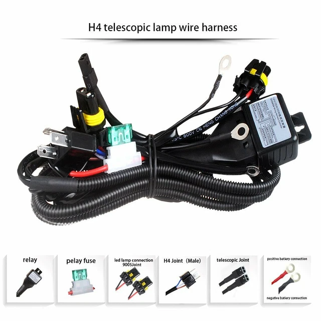 35W / 55W H4-3 Hi/Lo bi xenon H4 HID relay harness wire wiring cable controller