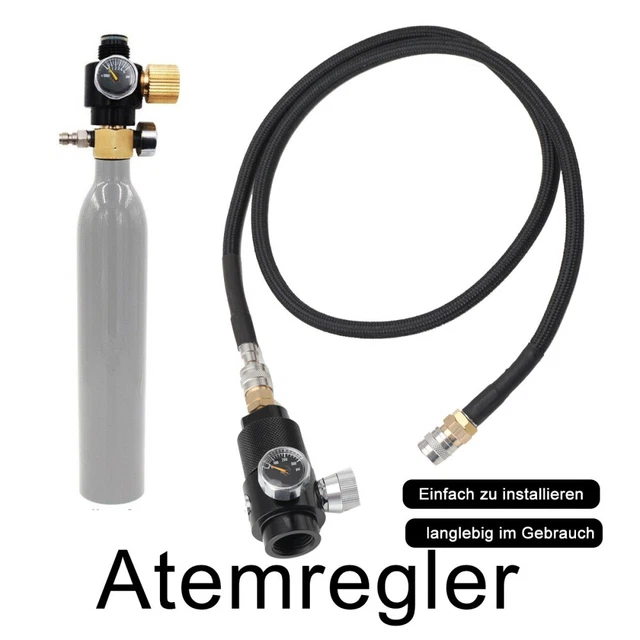 Atemregler mit 100 cm SLP FLEX Remote-Schlauchleitung 0-200 Psi zum HPA Co2 DE