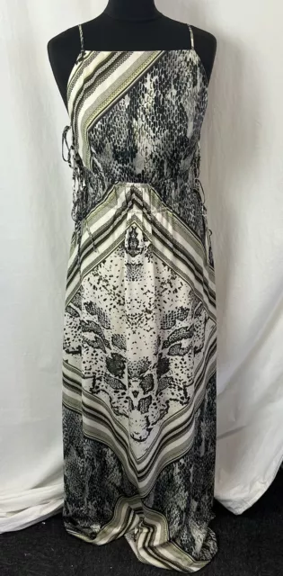 Ted Baker Izidora Snake Print Maxi Dress Side Tie Cut Out Women's UK10 K350