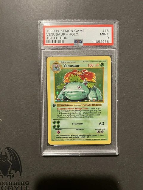 1999 Pokemon 1st Edition Basisset schattenlos Venusaur Holo PSA 9 neuwertig 15/102