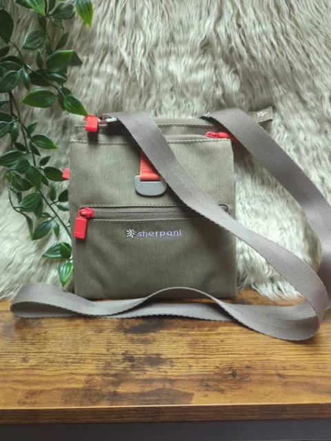 Sherpani Lima Crossbody Purse Taupe Travel Bag Multiple Compartments & Pockets