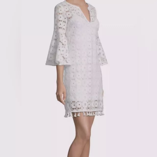 Trina Turk Loomis Lace Bell Sleeve Shift Dress in White size 8