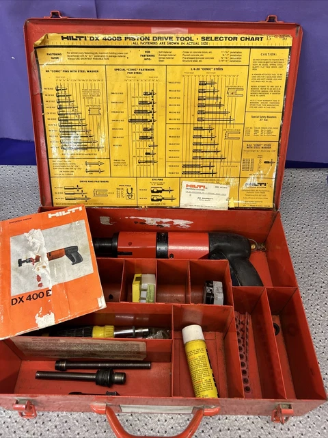 HILTI DX-400B Piston Drive Tool Concrete Nail Gun with Extras & Case