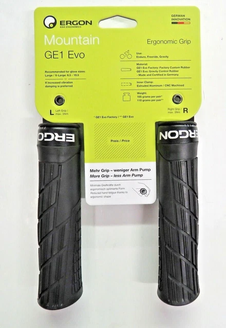 Ergon GE1 Evo Large Ergo Lock-On Handlebar Bike Grips Black  MTB / Enduro Bike