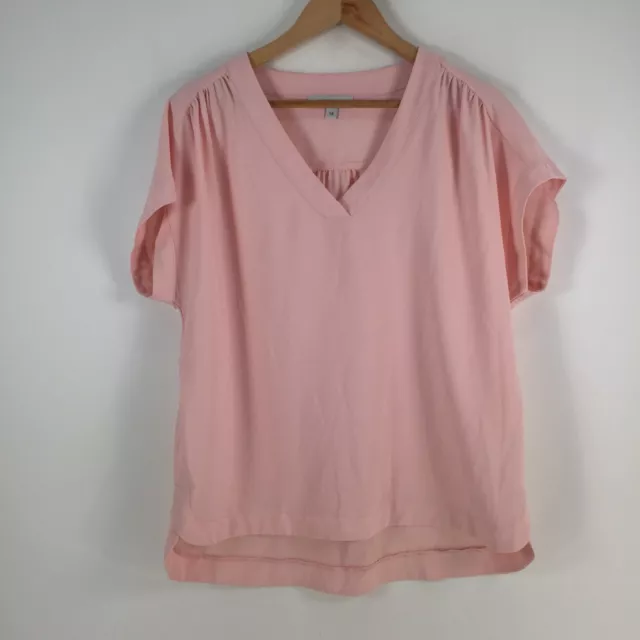 Preview target womens blouse top size 14 pink short sleeve Vneck 066964