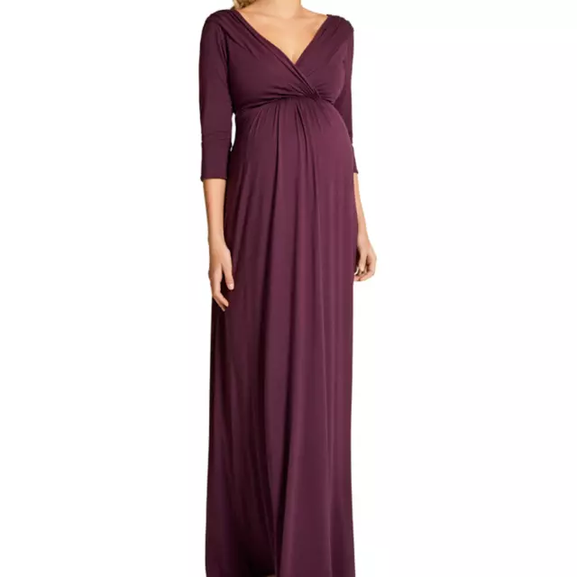 Tiffany Rose Willow Dress Womens Maternity 6 Claret Purple Maxi V-Neck Jersey