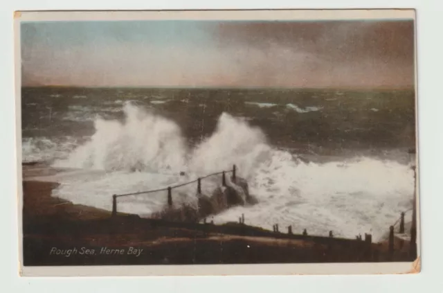 Rough Sea Herne Bay 1913 Postcard 980H