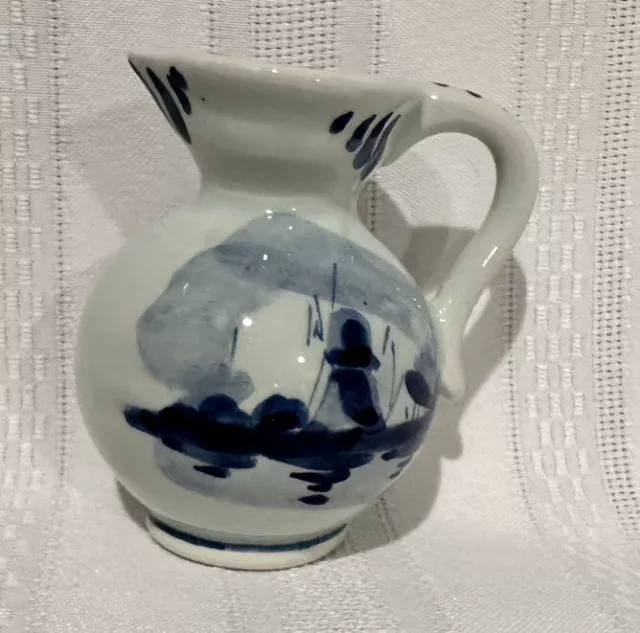 Porcelain Vintage Creamer / Small Pitcher Blue & White