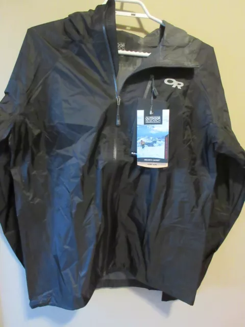 Mens New Outdoor Research Helium II Rain Jacket Size Small Color Black - Storm