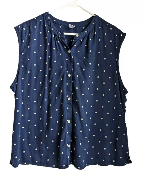OLD NAVY WOMENS Button-Front Sleeveless Comfort-Fit Polka Dot Shirt ...