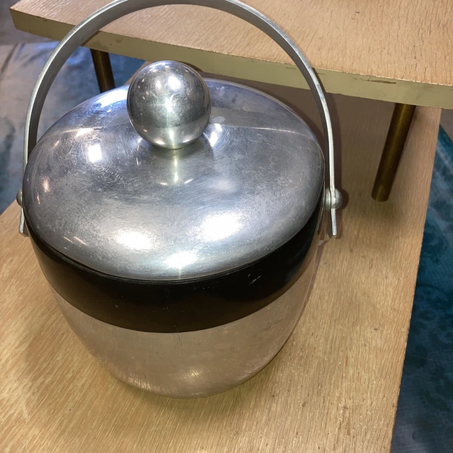 VINTAGE RETRO KROMEX Aluminum Ice Bucket Mid Century Modern Atomic