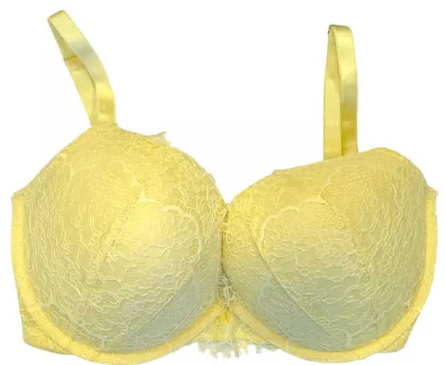 Victoria Secret Yellow Lace Dream Angle Push Up Bra Size 32C