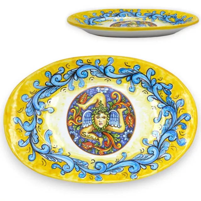 Tray Oval IN Ceramic Sicilian, Serving Plate, L 11 13/16x7 7/8in Ca. Decor