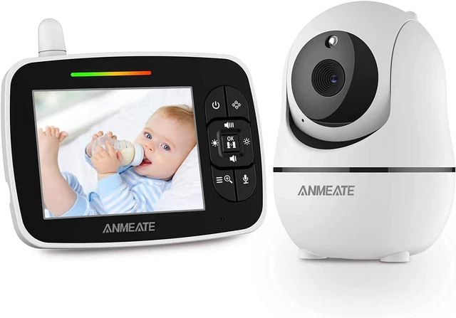 Monitor para bebé con cámara panorámica con zoom panorámico remoto, pantalla grande video de 3,5"" bebé mon
