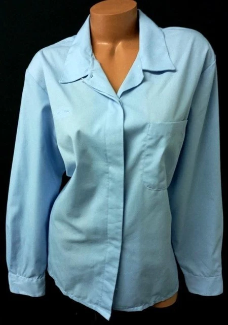 Flying cross blue perma press pocket long sleeve button down top 20WR