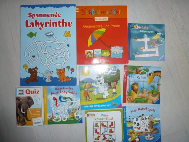 9 Rätsel Bücher Kinder Labyrinthe Quiz Feinmotorik Konzentration LogischesDenken