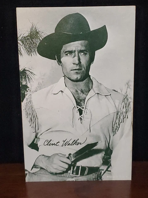 1950’S Clint Walker SIGNED PUBLICITY PHOTO CARD 5 X 3" CHEYENNE WESTERN TV SHOW