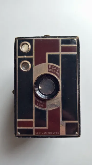 Eastman Kodak Beau Brownie Camera 120 Film Art Deco Brown & Tan *Untested*