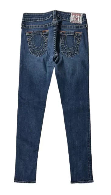 True Religion Stella Low Rise Skinny Blue Denim Women's Jeans Size 27 Ins 29.5”