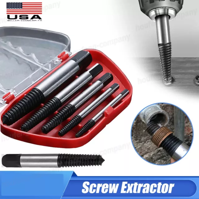 6Pc Screw Extractor Set Easy Out Drill Bits guide Broken Screws Bolt Remover