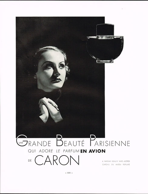 1930s BIG Vintage Caron En Avion Parfum Perfume Fragrance Bottle Photo Print Ad