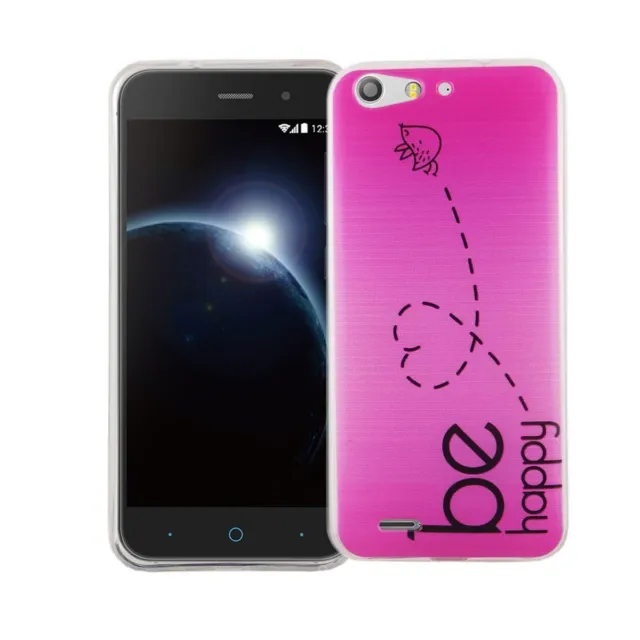Case Motif Case Cover for ZTE Blade L6 Be Happy Pink + 9H Glass New