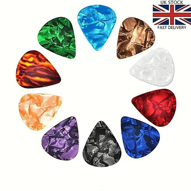 10x Celluloid Colourful Guitar Picks Plectrums For Acoustic Electric Guitar Bass