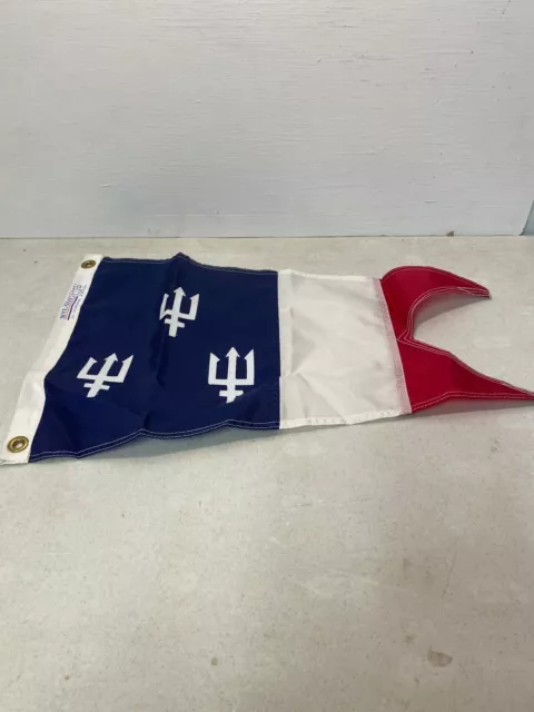 Vintage Triple Trident Symbol Nautical Boat Flag