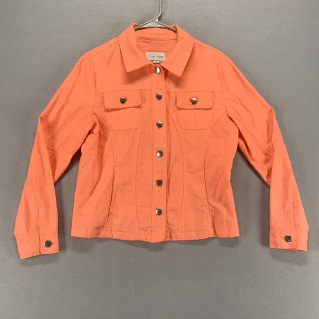 ERIN LONDON JACKET Womens Medium Orange Stretch Button Up Long Sleeve  Pocket £17.04 - PicClick UK