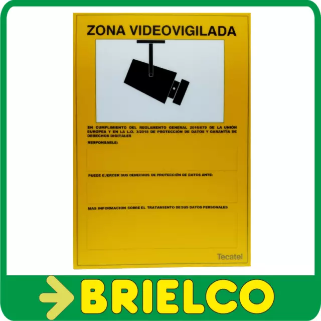 Cartel castellano pvc de zona videovigilada homologado