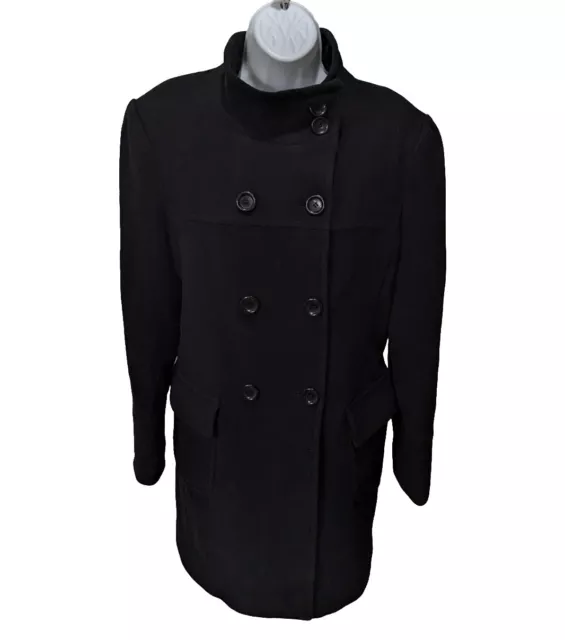 Michael Michael Kors Wool Coat Womens 12 Black Double Breasted