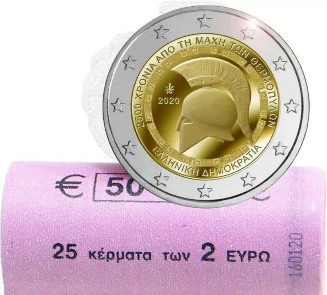 Rouleau - 25 x 2 Euro pieces Grèce 2020 - 2500 ans bataille des Thermopyles