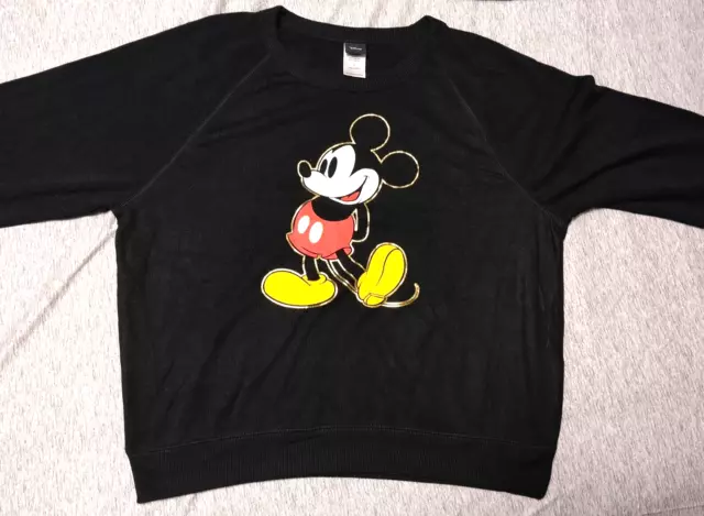 Disney Mickey Mouse Graphic Soft/Lightweight Sweatshirt Women's /Juniors' XL Blk