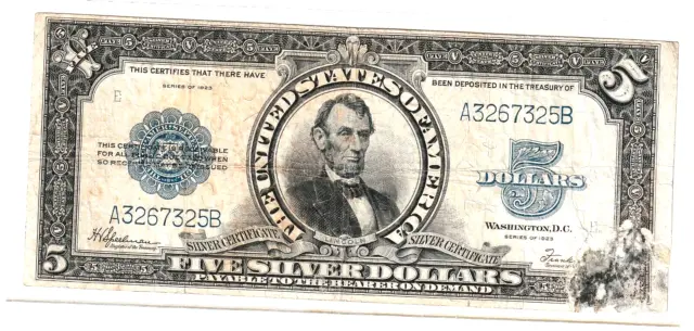 1923=five dollar silver certificate