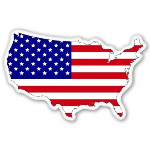 American Flag Map USA Patriotic - Vinyl Sticker Decal - SELECT SIZE