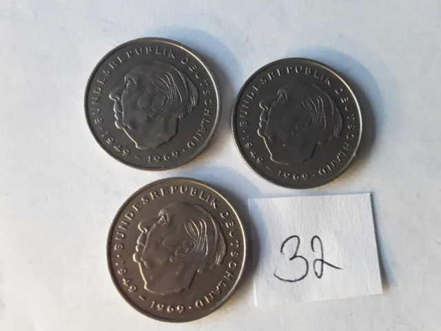 2 DM, Deutsche Mark Theodor Heuss 1970 1972