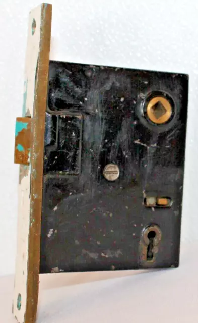 Vintage Jappaned Mortise Lock Skeleton Keyhole - No Key