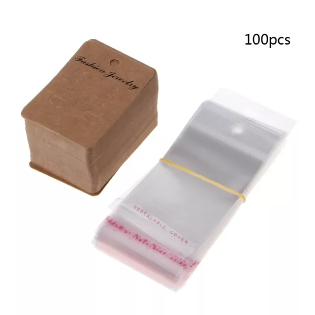 100Pieces/Set Paper Earring Display Cards Self Adhesive Bag for Jewelry Display